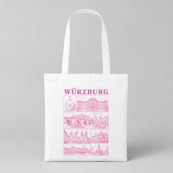 Würzburg JGA Jutebeutel – Rosa Städte-Motiv