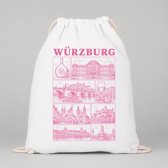 Würzburg JGA Turnbeutel – Rosa Städte-Motiv