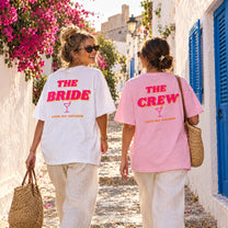 THE BRIDE / THE CREW – Retro | Oversized JGA T-Shirt Damen, personalisiert