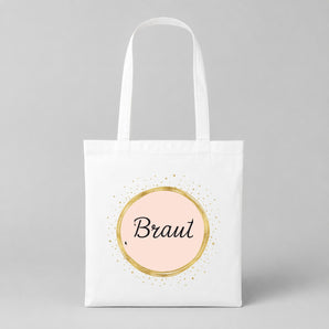 Braut – Gold | JGA Jutebeutel – Weiss