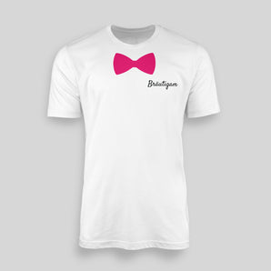 ELEGANT & STYLISCH – GEBUNDENE FLIEGE ALS PRINT! – JGA T-Shirt Herren – Vorderansicht