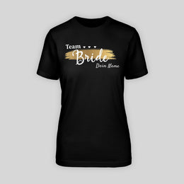 TEAM BRIDE – ELEGANT IN SCHWARZ MIT GOLD-STREIFEN! | JGA T-Shirt Damen