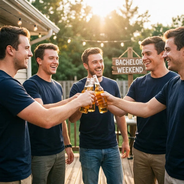 JGA-Crew in Abschiedscrew-Shirts