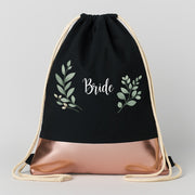 Bride – Flower | JGA Turnbeutel Damen – Schwarz / Rosegold