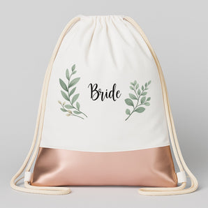 Bride – Flower | JGA Turnbeutel Damen – Weiss / Rosegold
