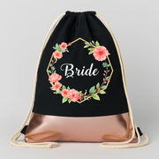 Bride – Hexagon | JGA Turnbeutel Damen – Schwarz / Rosegold
