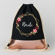 Bride – Square | JGA Turnbeutel Damen – Schwarz / Rosegold