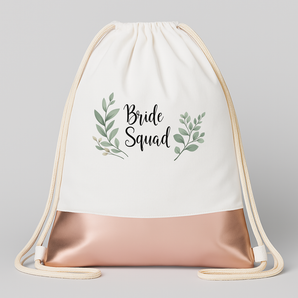 Bride Squad Blume JGA Turnbeutel Weiß Rosegold