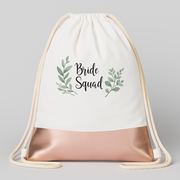 Bride Squad Blume JGA Turnbeutel Weiß Rosegold