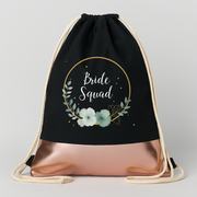 Bride Squad Blume JGA Turnbeutel Schwarz Rosegold