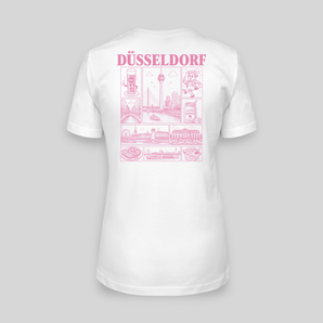 Düsseldorf JGA T-Shirt Damen Rückseite – Rosa Städte-Motiv