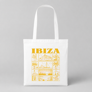 Ibiza JGA Jutebeutel – Gelbes Städte-Motiv