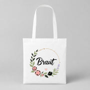Braut – Blumen | JGA Jutebeutel – Weiss