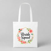 Bride Squad – Blumen Hexagon | JGA Jutebeutel – Weiss