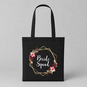 Bride Squad – Blumen Square | JGA Jutebeutel – Schwarz