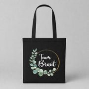 Team Braut – Eleganz & Stil | JGA Jutebeutel – Schwarz
