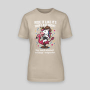 Einhorn Ride it like it's your last night JGA Damen T-Shirt in Sand