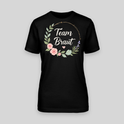 Team Braut Blumen JGA T-Shirt Damen Schwarz