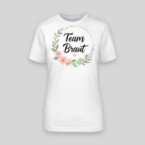 Team Braut Blumen JGA T-Shirt Damen Weiß
