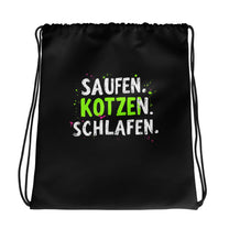 Saufen. Kotzen. Schlafen. | JGA Turnbeutel
