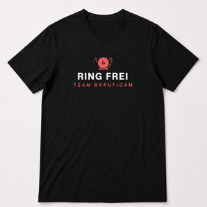 RING FREI Team Bräutigam – schwarzes JGA T-Shirt mit Boxglocke-Print