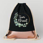 Team Braut Eleganz & Stil JGA Turnbeutel Schwarz Rosegold