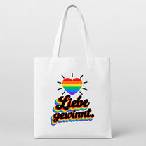 Liebe gewinnt. – Retro Regenbogen | JGA Jutebeutel