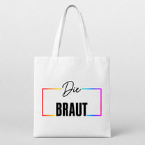 Die Braut – Regenbogen-Rahmen | JGA Jutebeutel