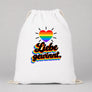 Liebe gewinnt. – Retro Regenbogen | JGA Turnbeutel
