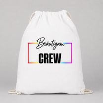 Bräutigam Crew – Regenbogen-Rahmen | JGA Turnbeutel