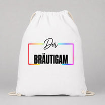 Der Bräutigam – Regenbogen-Rahmen | JGA Turnbeutel