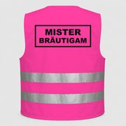 Mister Bräutigam | JGA Warnweste Neon-Pink – Rückseite