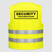 Security - Team Bräutigam | JGA Warnweste Neon-Gelb – Rückseite