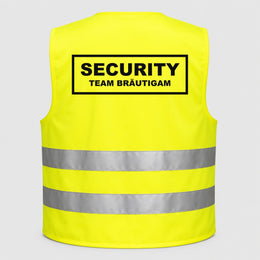 Security - Team Bräutigam | JGA Warnweste Neon-Gelb – Rückseite