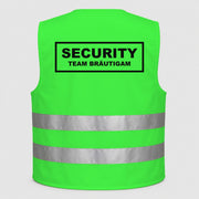 Security - Team Bräutigam | JGA Warnweste Neon-Grün – Rückseite