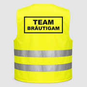Team Bräutigam | JGA Warnweste Neon-Gelb – Rückseite