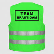 Team Bräutigam | JGA Warnweste Neon-Grün – Rückseite