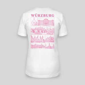 Würzburg JGA T-Shirt Damen Rückseite – Rosa Städte-Motiv