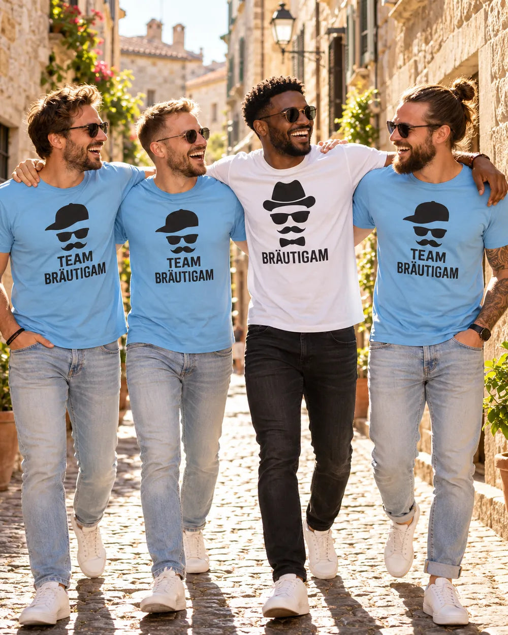 JGA-Look Team Bräutigam – Klassiker: Bräutigam und Crew im abgestimmten Outfit